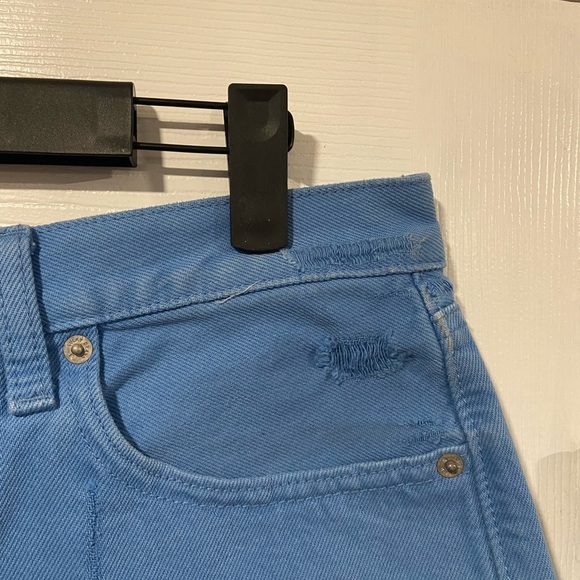 Lucky Brand Size 6 Blue Cotton Denim Relaxed Fit Distressed Cut Off Shorts - Picture 4 of 14